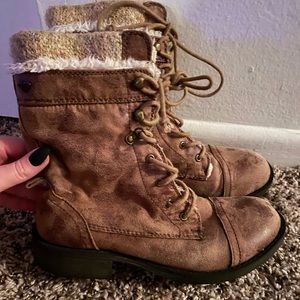 Brown Lace Up Combat Boots
